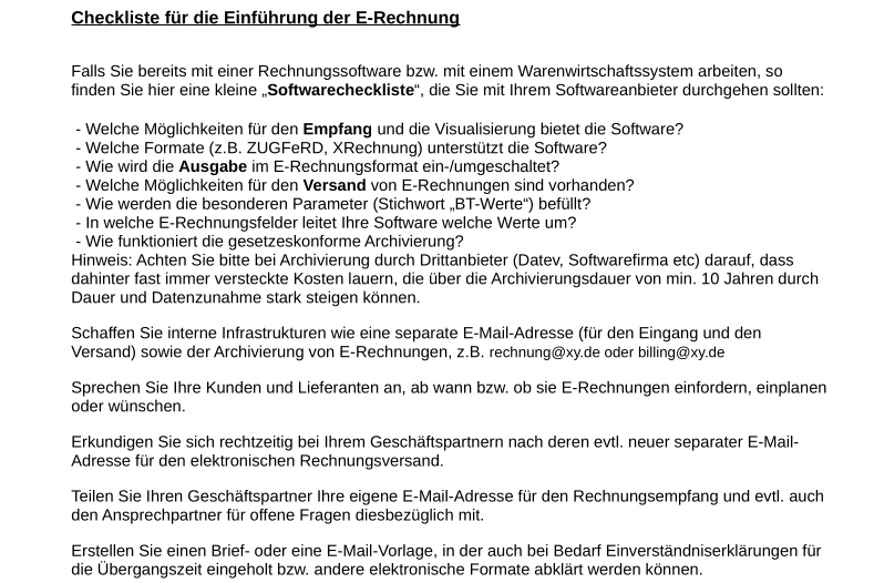 E-Rechnung-Checkliste